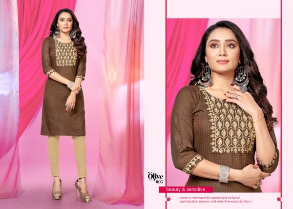 Kinti Olive 8 Handloom Cotton Printed Kurti Collection